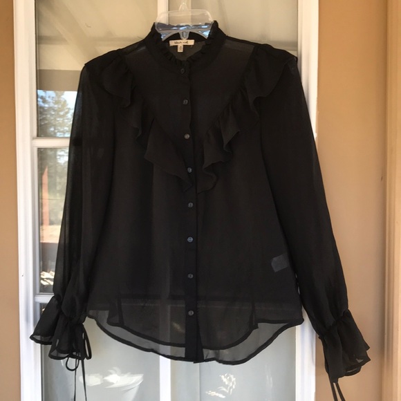 bleuh ciel Tops - Sheer Black Blouse